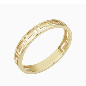 Oradina 10k solid yellow gold Greek Key Band Ring Size 6